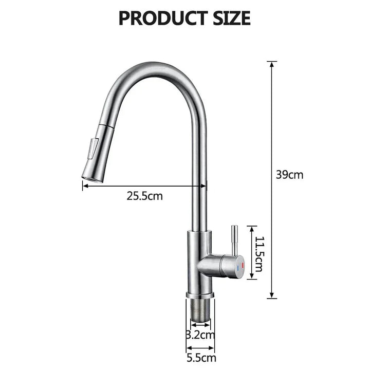 Stylish stainless steel smart kitchen faucet with pull-out sprayer installed in a modern kitchen sink.
