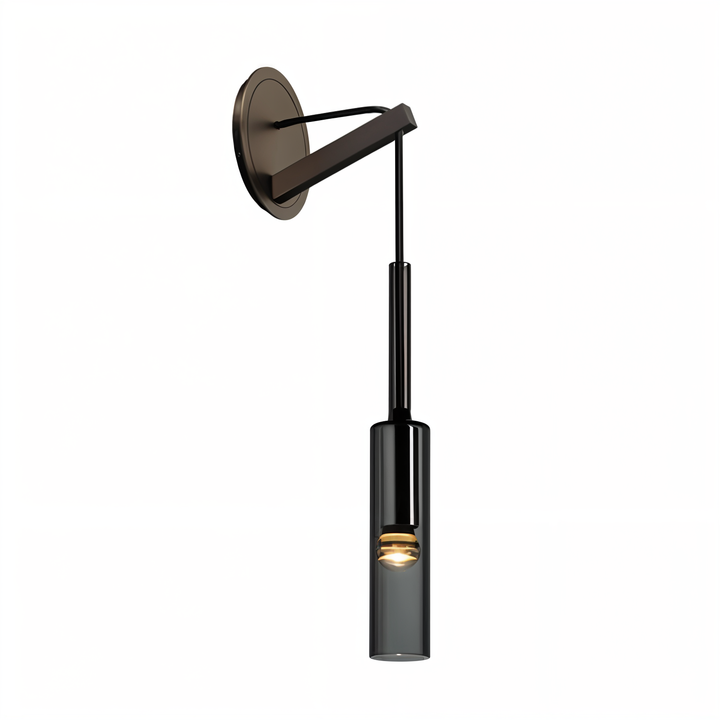 Contemporary home accent wall lamp, smoke glass, minimalist design, modern LED lighting for interiors.