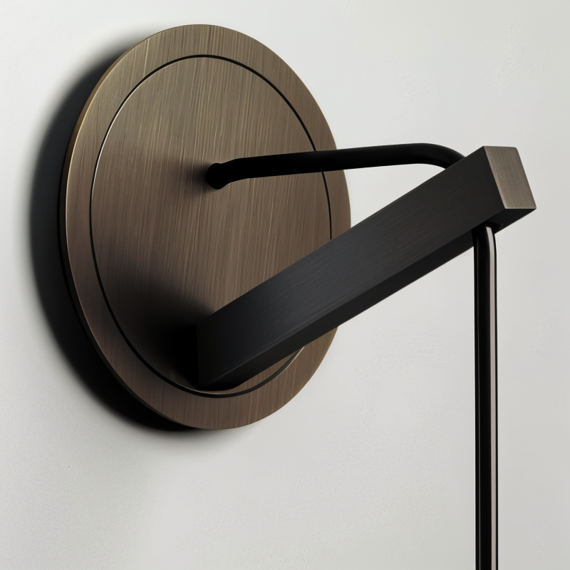 Orvane modern smoke glass wall lamp, minimalist design, copper accent, ambient LED light for interiors.
