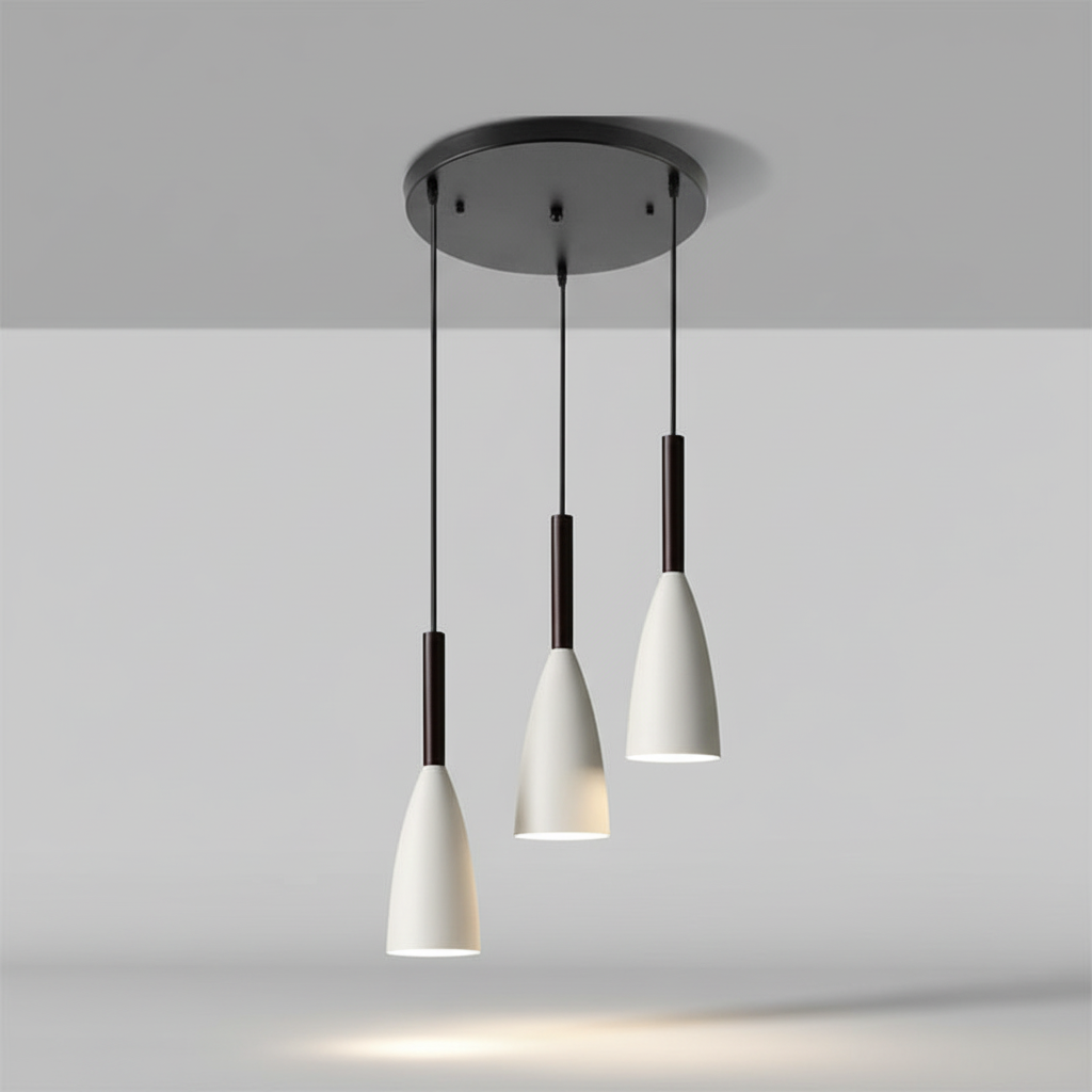 Modern ScandiBeam triple pendant, perfect for kitchen or dining area.