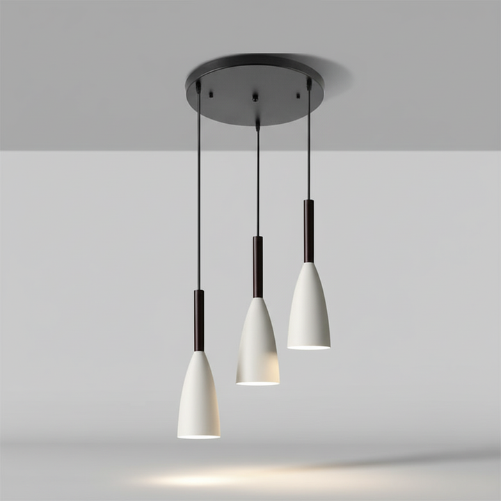 Modern ScandiBeam triple pendant, perfect for kitchen or dining area.