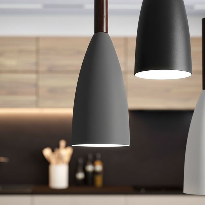 Dimmable Scandinavian triple ceiling light, modern home lighting.