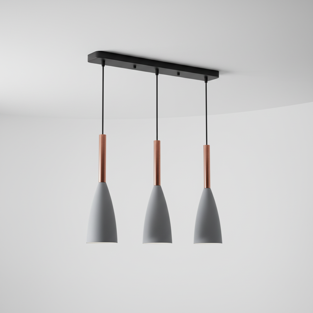Sleek Nordic design triple pendant, perfect for modern living rooms.