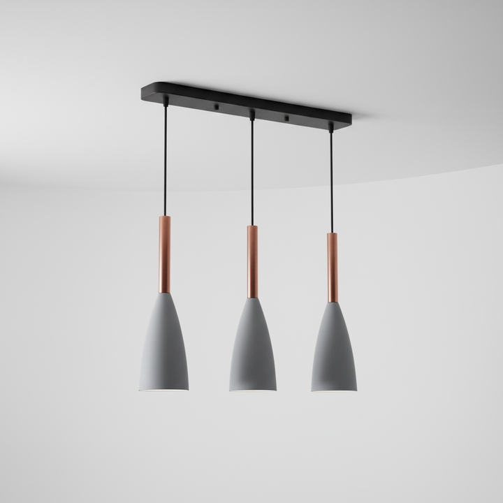 Sleek Nordic design triple pendant, perfect for modern living rooms.