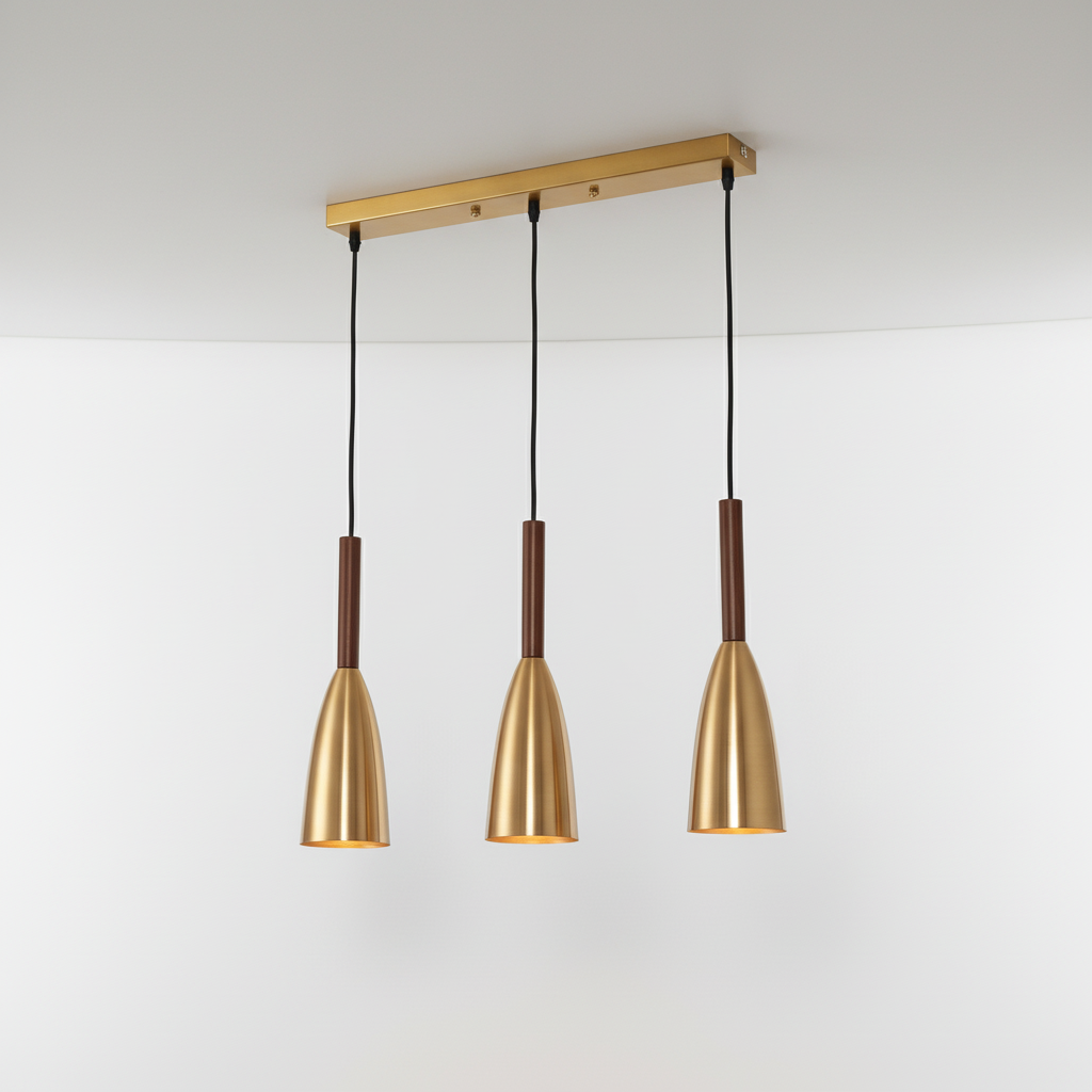 Scandinavian aluminum wood pendant light, a modern home lighting fixture.