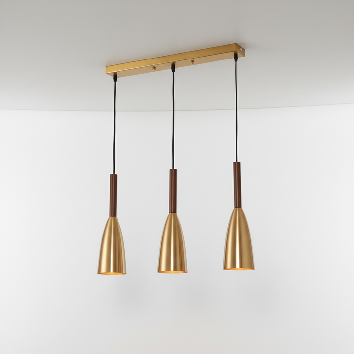 Scandinavian aluminum wood pendant light, a modern home lighting fixture.