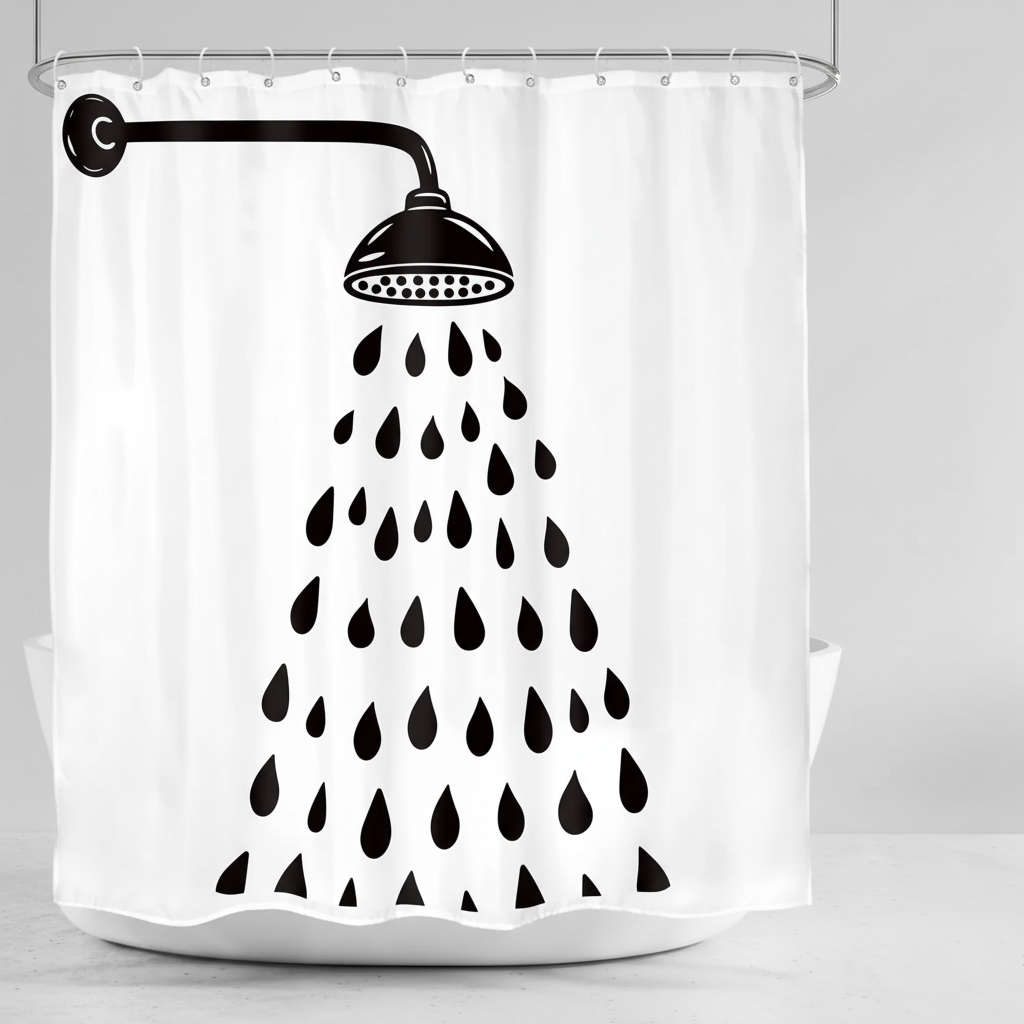 Stylish waterdrop pattern shower curtain. Perfect modern bathroom accent for privacy & easy cleaning.