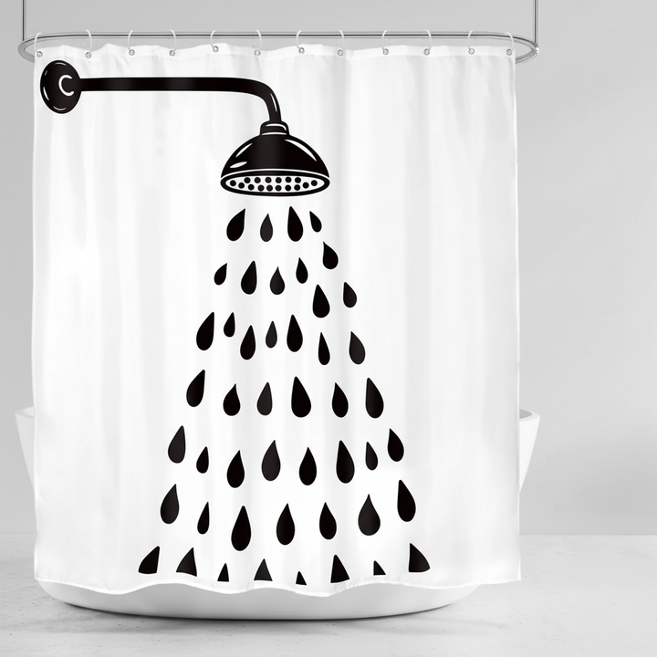 Stylish waterdrop pattern shower curtain. Perfect modern bathroom accent for privacy & easy cleaning.