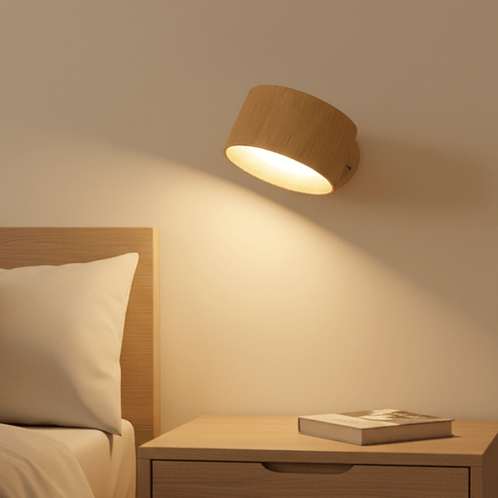 Modern wireless LED wall lamp with remote control, perfect for Scandinavian home decor.