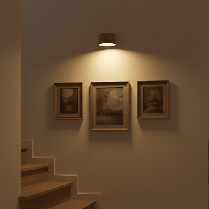 Sleek cordless wall light, rechargeable, offering ambient LED lighting for modern spaces.