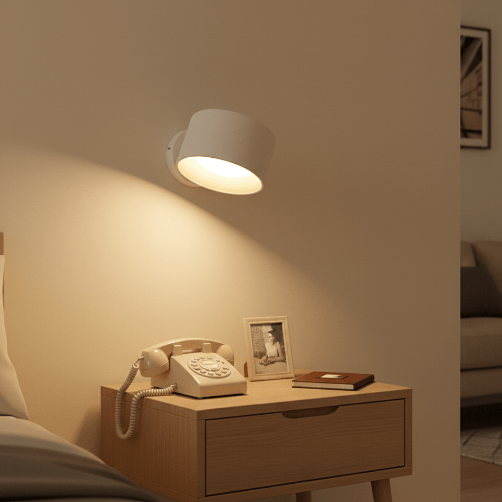Minimalist wireless wall lamp, remote-controlled, easy to install, enhancing home decor.
