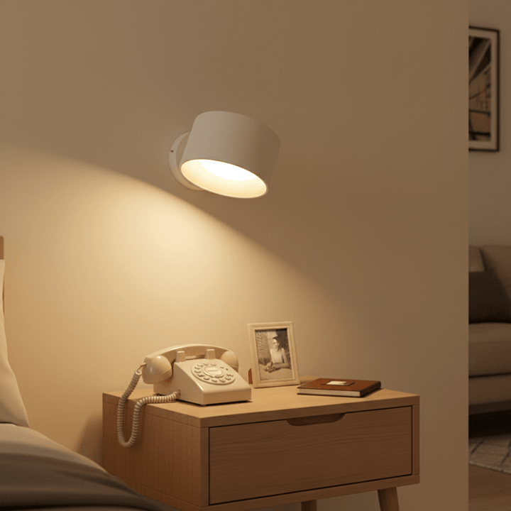 Minimalist wireless wall lamp, remote-controlled, easy to install, enhancing home decor.