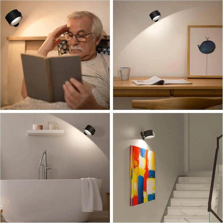 Contemporary wireless wall lamp, rechargeable LED, remote control, enhancing any modern room.