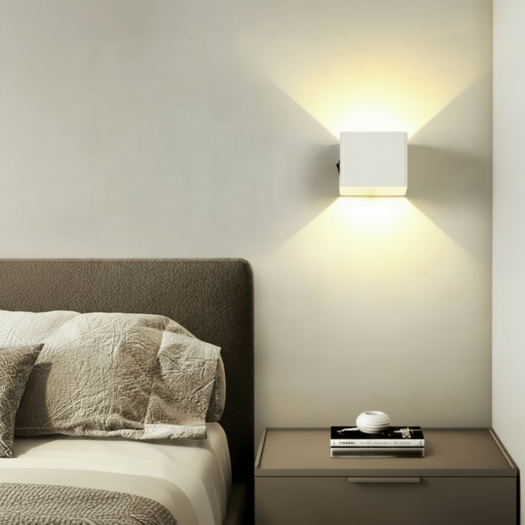 Wireless LED wall light with adjustable beam, USB rechargeable for easy installation & versatile accent lighting.