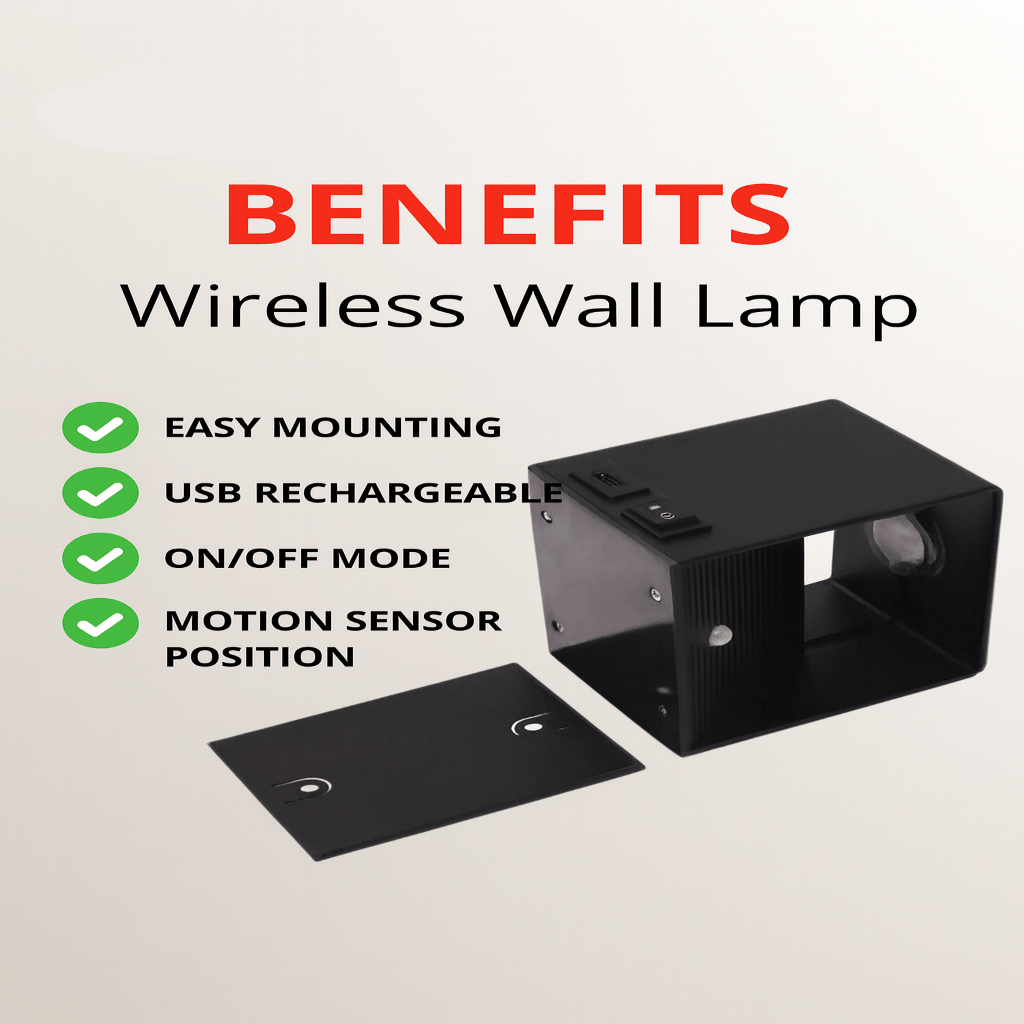 USB rechargeable modern wireless LED wall light, no wiring needed. Adjustable beam for easy accent lighting.