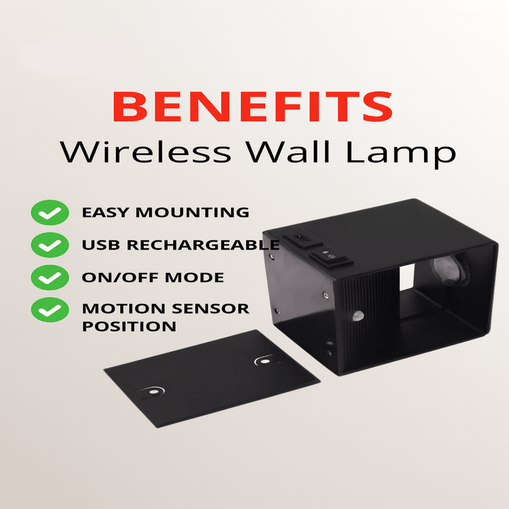 USB rechargeable modern wireless LED wall light, no wiring needed. Adjustable beam for easy accent lighting.