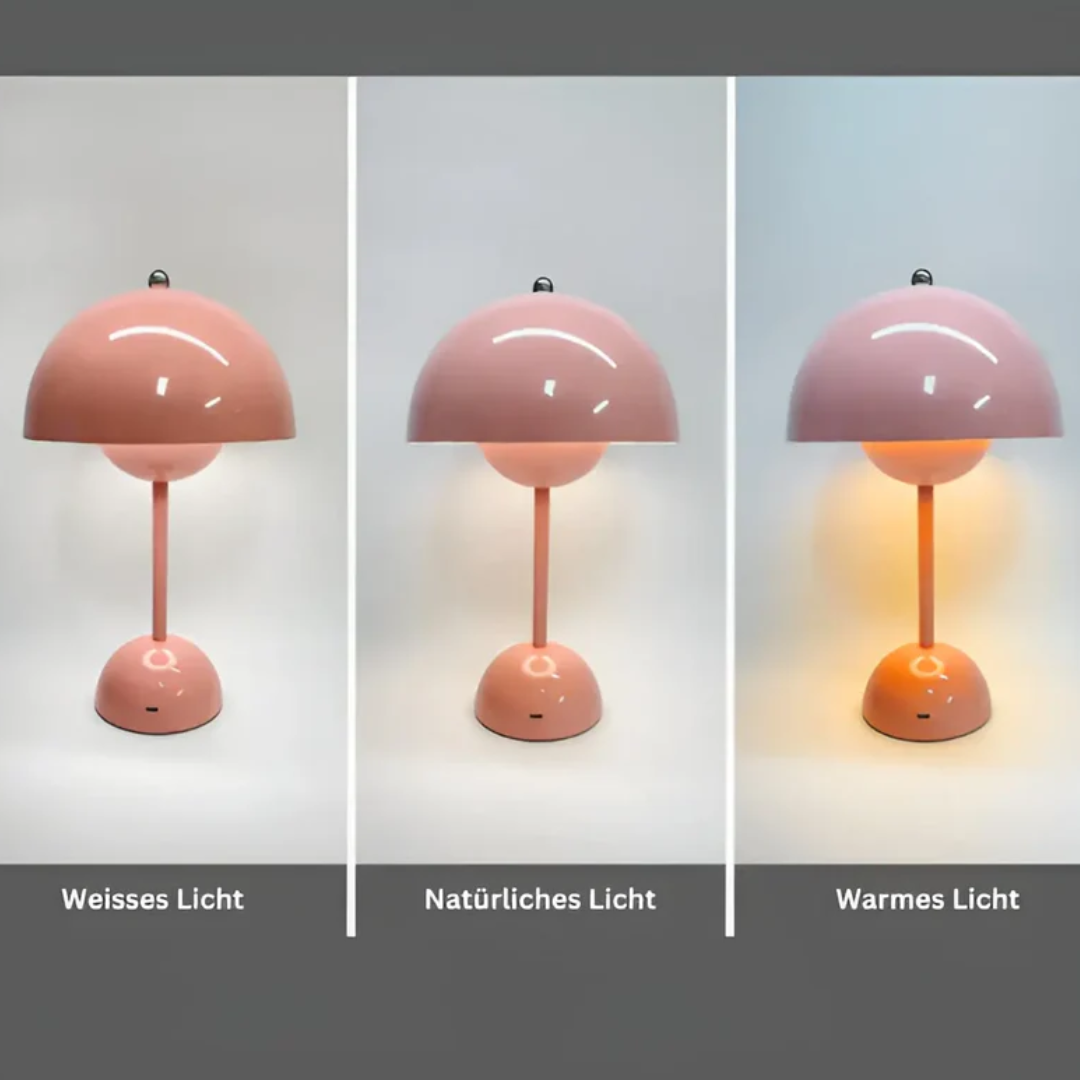 Sleek stainless steel wireless desk lamp, perfect for modern office or stylish home decor.