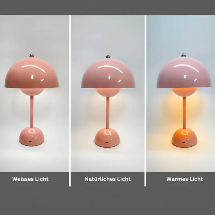 Sleek stainless steel wireless desk lamp, perfect for modern office or stylish home decor.