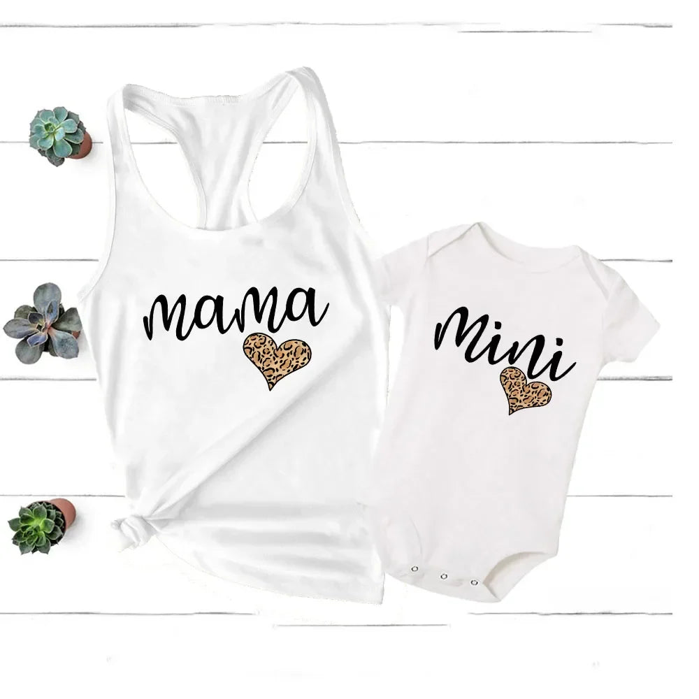 Cute mom and baby matching set, rainbow pattern, designed for comfort and style.