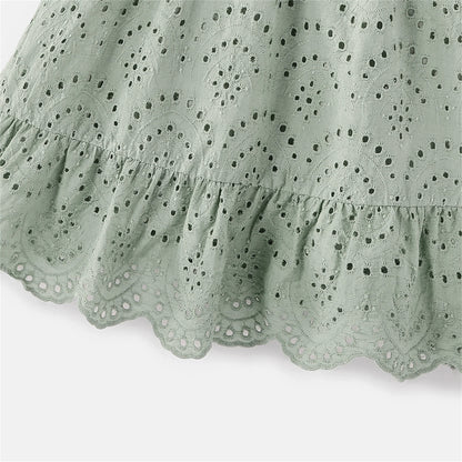 Graygreen cotton V-neck summer dress for women, comfy and breathable family matching wear