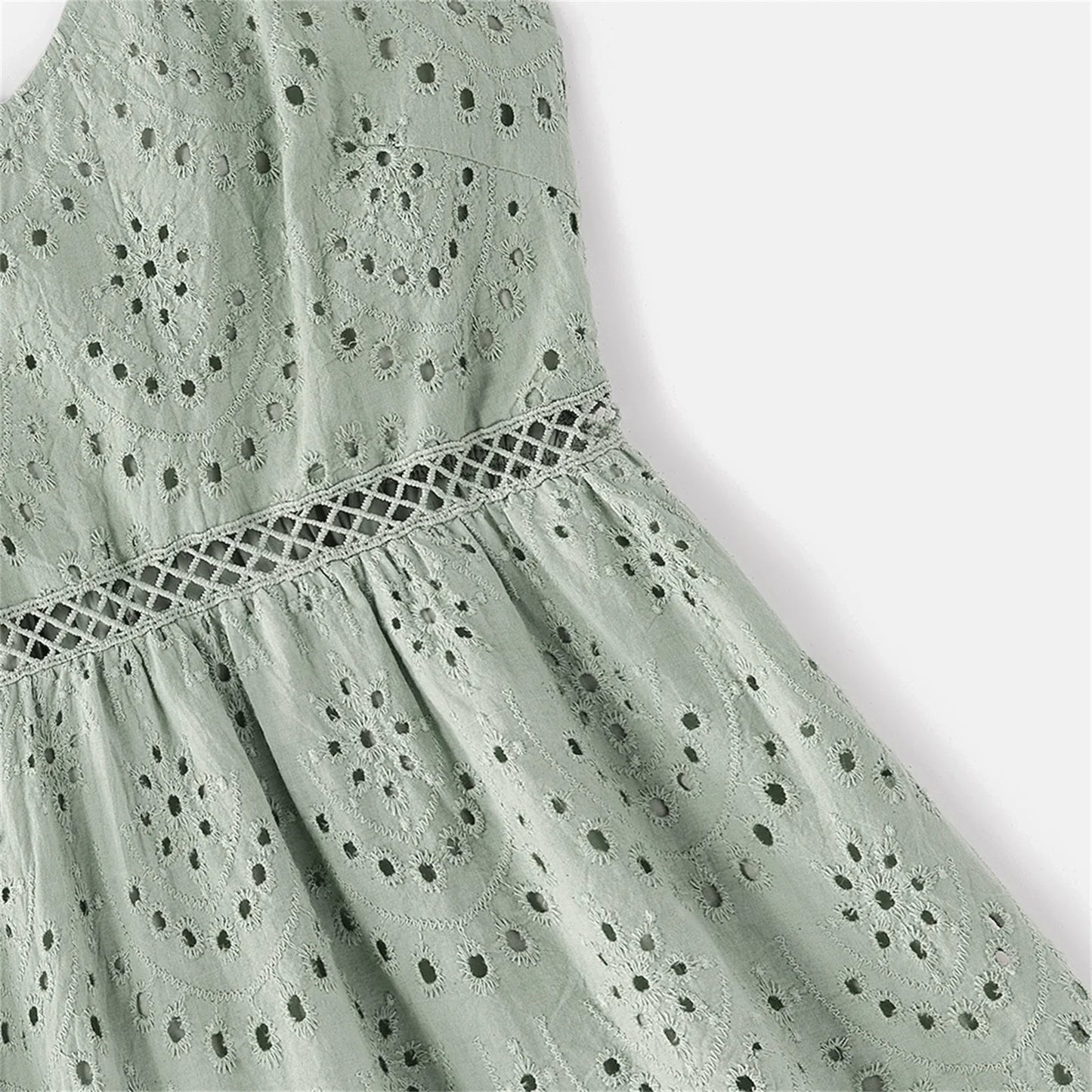 Women's graygreen V-neck cotton dress, summer wear, designed for matching family outfits