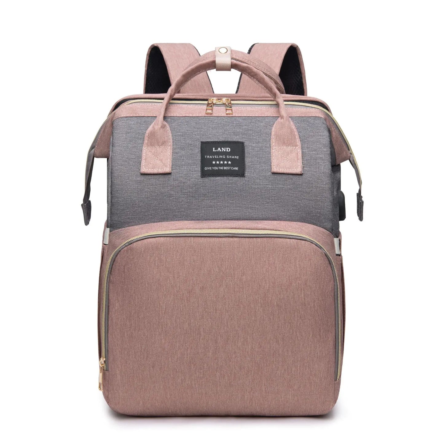 Side view of modern waterproof diaper backpack highlighting its sleek design and storage