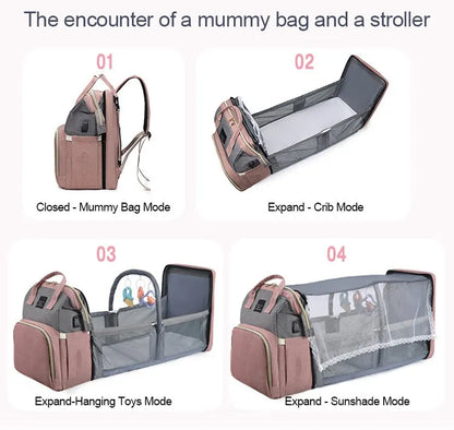 Diaper backpack with anti-theft back pocket, waterproof, secure for parenting essentials