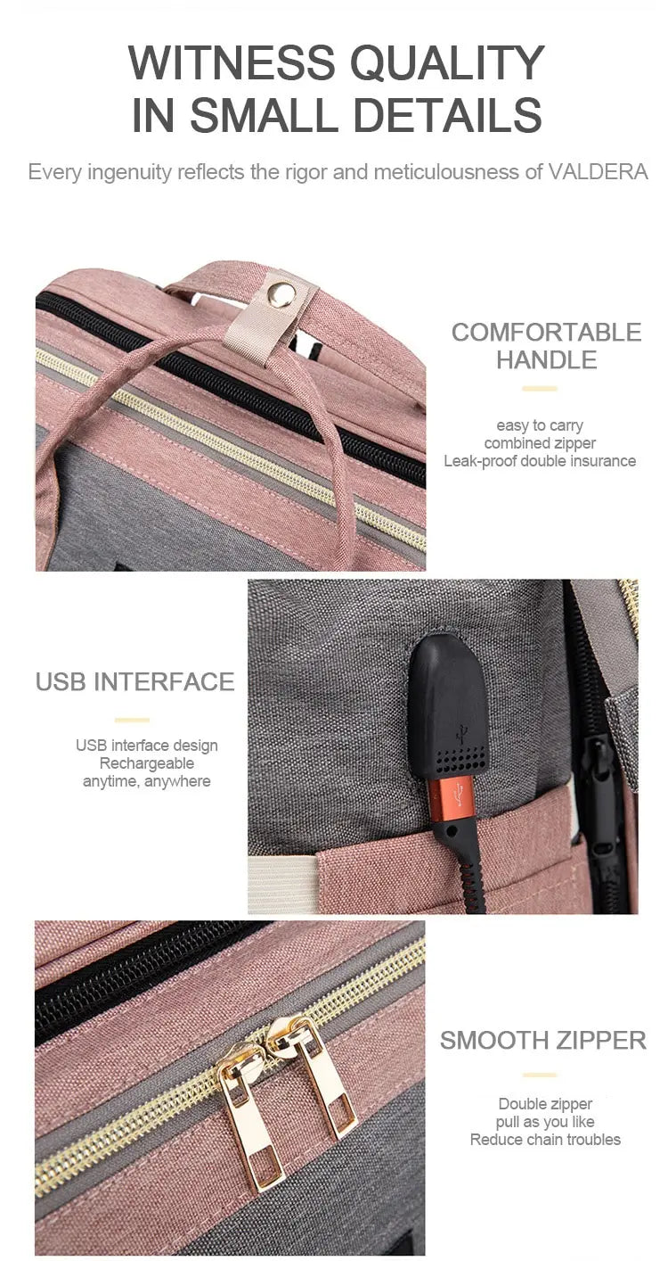 Stylish and functional waterproof diaper backpack, perfect new mom gift for baby travel