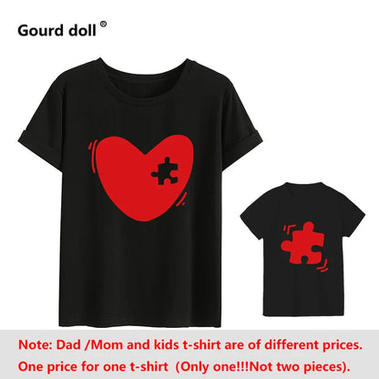 Set of women's and kid's matching family print t-shirts, perfect for family pictures