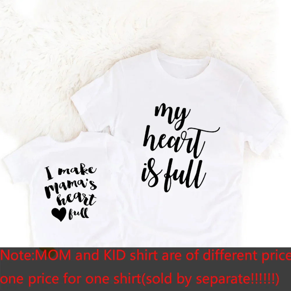 Matching family bonding t-shirts with fun letter print, perfect summer polyester apparel for mom and child