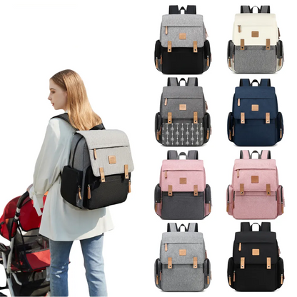 Mommy diaper backpack with changing mat, multiple compartments for baby essentials