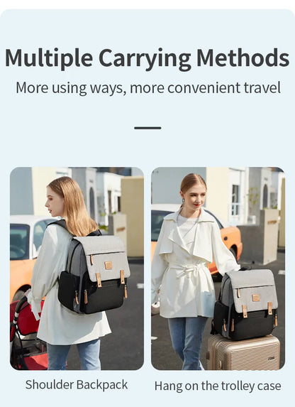 Versatile mommy bag, functions as a diaper backpack and a convenient changing station