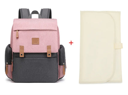 Ergonomic diaper backpack, baby essentials organizer with a foldable changing mat