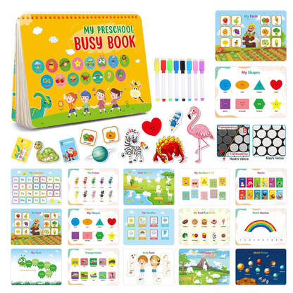 Montessori busy book for kids, interactive learning toy with preschool activities, develops fine motor skills
