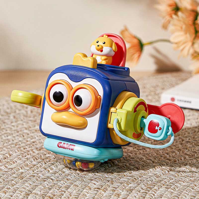 Sensory activity box for baby & toddler, includes shape sorter & texture blocks for development