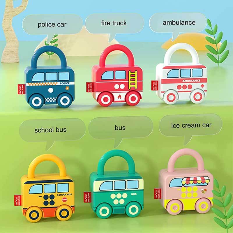 Fine motor skills toy: Brightly colored car key set for toddlers to match numbers and learn counting
