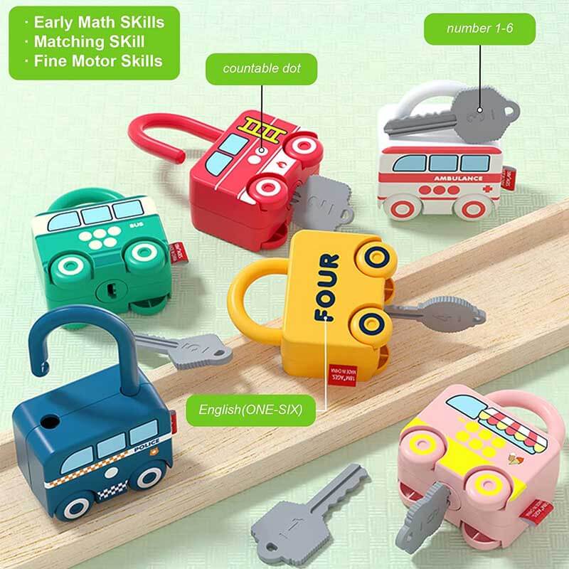 Educational baby toy: Number-matching car and key set, a fun Montessori gift for early childhood learning