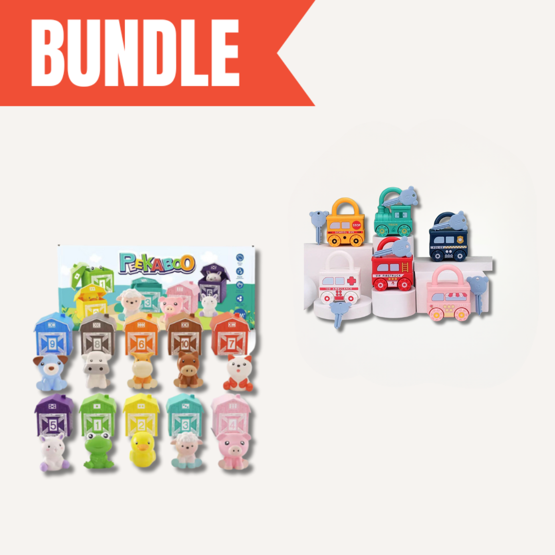 Montessori farm animal lock toys, ideal for toddler counting, matching, and fine motor skill development.