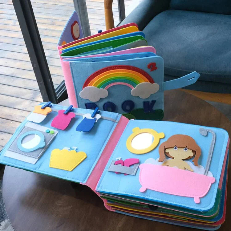 Montessori felt activity book for toddlers, enhancing fine motor skills with colorful shapes