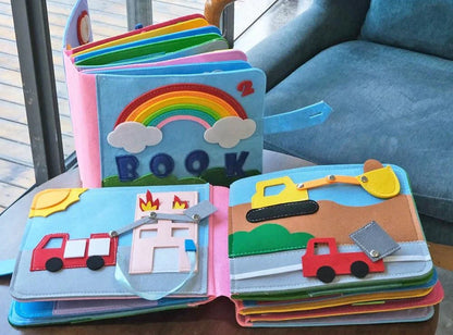 Kids activity felt book, bright colors & textures for early learning and sensory play