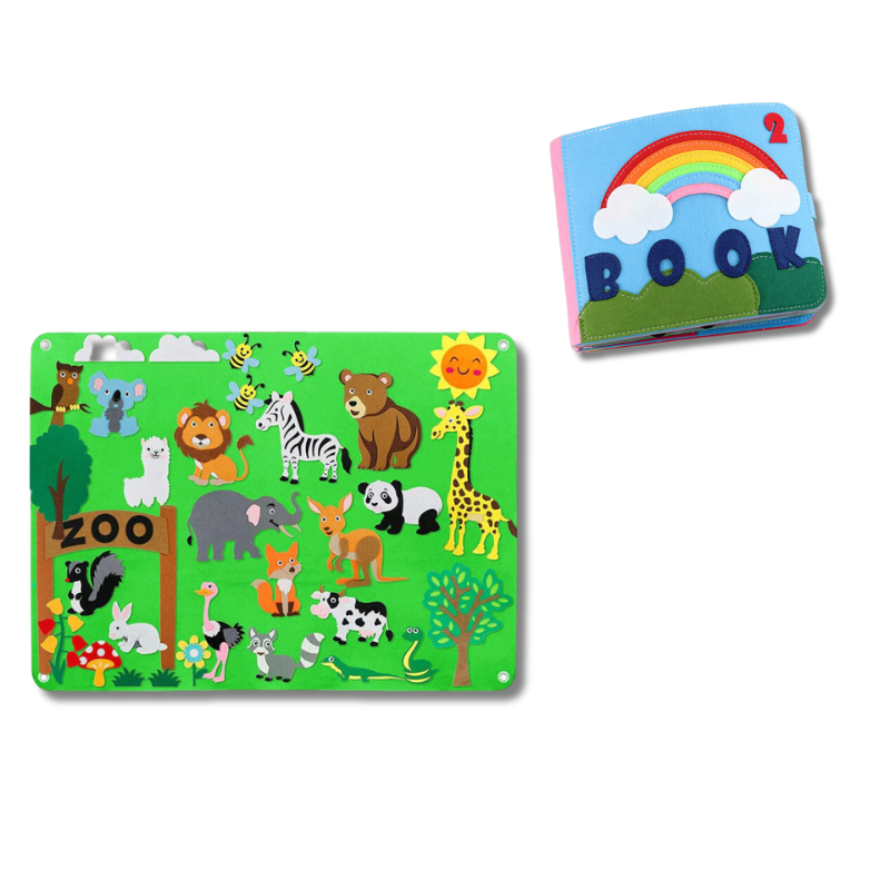 Close-up of a vibrant felt set, a rich educational toy designed for kids' imaginative play