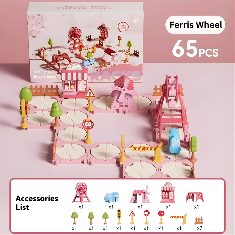 Interactive Montessori track puzzle toy, perfect for early childhood development and problem-solving.