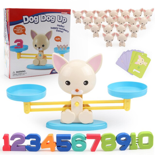Complete set of Kids' Montessori Math Balance Game (educational toy) on a table