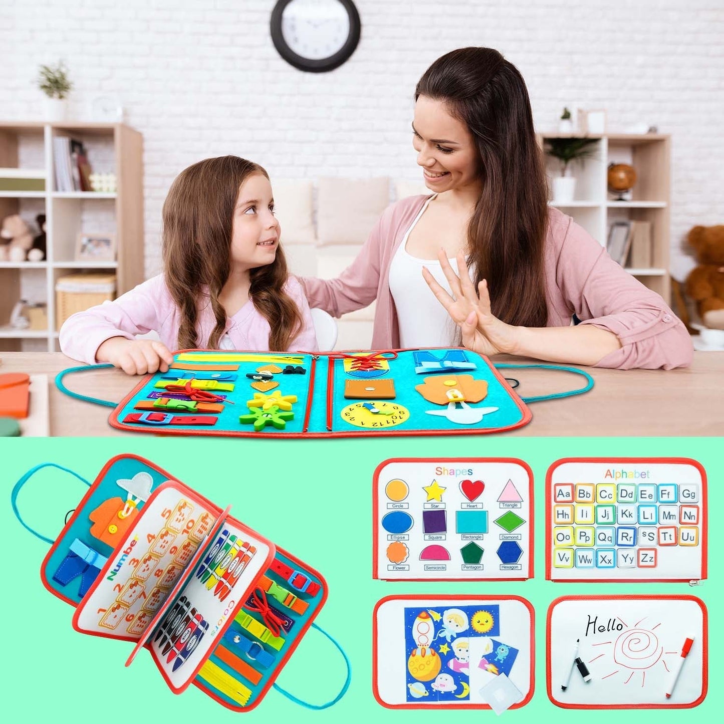 Children's Montessori felt activity book, engaging early learners with various textures and activities
