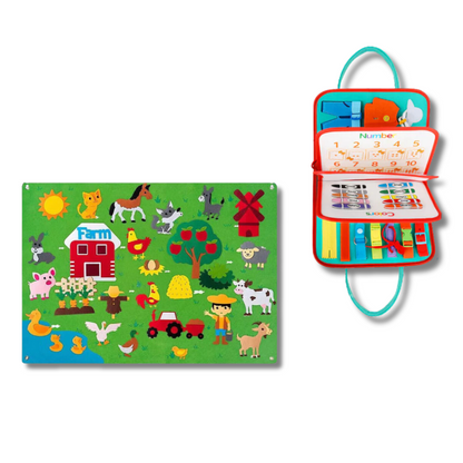 Portable sensory learning feltboard set for kids, an excellent educational travel toy for preschoolers.