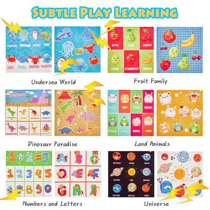 Toddler exploring a sensory tissue box toy with various textures, including crinkle paper
