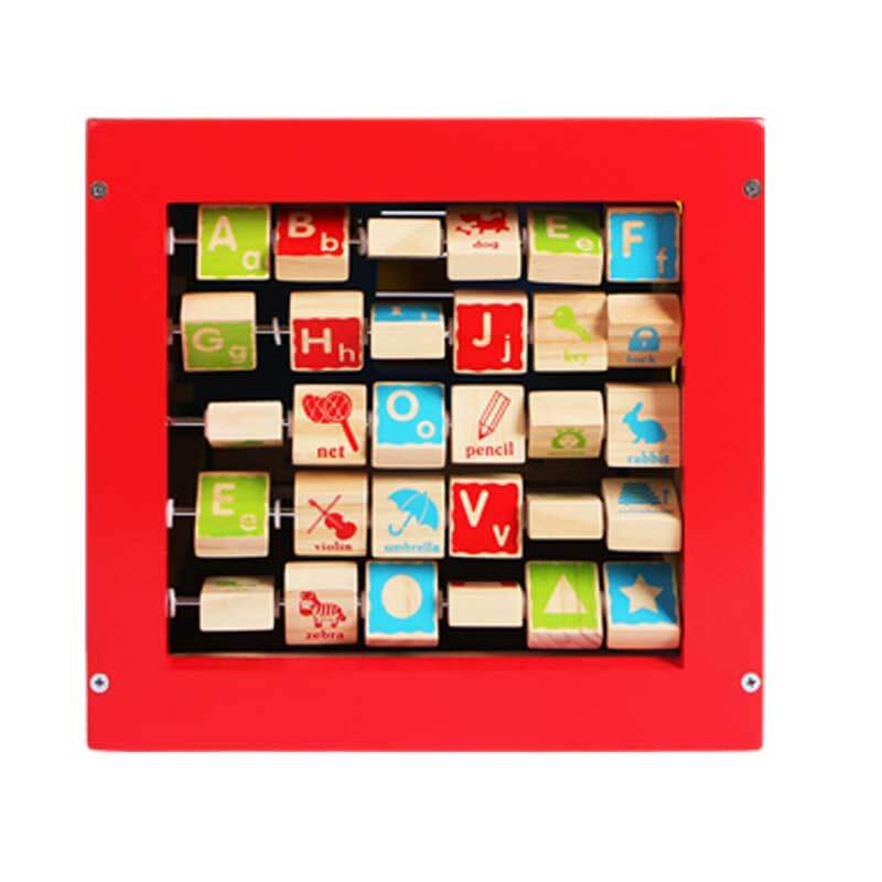 Child interacting with a Montessori wooden activity cube, focusing on shape sorting, a key toddler educational toy