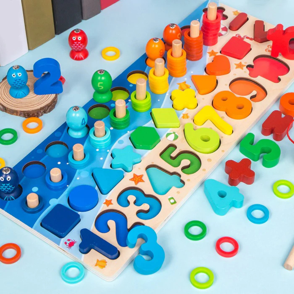Montessori wooden activity board for toddlers, developing cognitive skills, fine motor, early learning toy