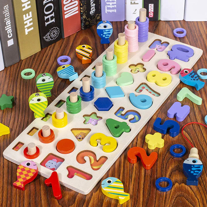 Toddler wooden cognitive development board, montessori educational toy for math and alphabet learning