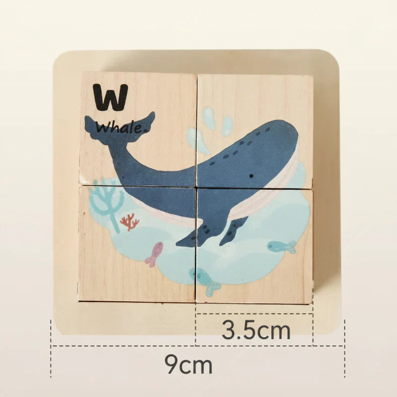 Detailed shot of a lion-shaped wooden puzzle piece from the 6-in-1 Montessori educational toy set